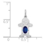 14K White Gold Boy Charm 6x4 Oval Genuine Sapphire-September - Image 3