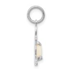 14K White Gold Boy Charm 6x4 Oval Genuine Opal-October - Image 2