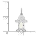 14K White Gold Boy Charm 6x4 Oval Genuine Opal-October - Image 3