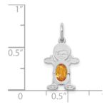 14K White Gold Boy Charm 6x4 Oval Genuine Citrine-November - Image 3