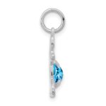 14K White Gold Girl Charm 6x4 Oval Genuine Blue Topaz-December - Image 2