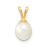 14K 6-7mm White Rice Freshwater Cultured Pearl Pendant - Image 4