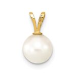14k 7-8mm White Round Akoya Saltwater Cultured Pearl Pendant - Image 4