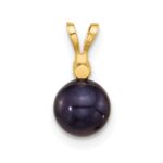 14k 6-7mm Black Round Freshwater Cultured Pearl and .03 Carat Diamond Pendant - Image 3