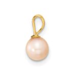 14k 5-6mm Round Pink Freshwater Cultured Pearl Pendant - Image 2