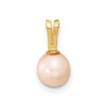14k 5-6mm Round Pink Freshwater Cultured Pearl Pendant - Image 4