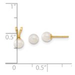 14k Children's 4-5mm White Round Freshwater Cultured Pearl Pendant and Post Earrings Set - Image 3