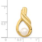 14K 6-7mm Button White Freshwater Cultured Pearl Pendant Chain Slide - Image 3