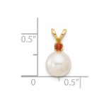14k 7-7.5mm White Round Freshwater Cultured Pearl and .07CI Citrine Pendant - Image 4