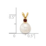 14k 7-7.5mm White Round Freshwater Cultured Pearl and .09GA Garnet Pendant - Image 4