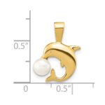 14k 5-6mm White Button Freshwater Cultured Pearl Dolphin Pendant - Image 3