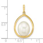 14k 9-10mm White Rice Freshwater Cultured Pearl Teardrop Pendant - Image 3