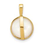 14K 10-11mm White Round Saltwater Cultured Mabe Pearl Pendant - Image 4