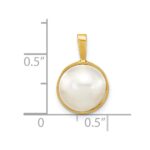 14K 10-11mm White Round Saltwater Cultured Mabe Pearl Pendant - Image 3