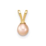 14k Madi K 4-5mm Pink Round Freshwater Cultured Pearl Pendant and Post Earrings Set - Image 6
