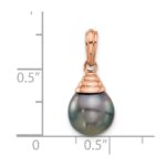 14k Rose Gold 9-10mm Black Teardrop Tahitian Saltwater Cultured Pearl Pendant - Image 4