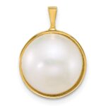14k 12-13mm White Round Saltwater Cultured Mabe Pearl Pendant