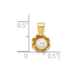 14k Polished 4-5mm Button White Freshwater Cultured Pearl Flower Pendant - Image 4