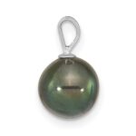 14k White Gold 8-9mm Round Black Akoya Saltwater Cultured Pendant - Image 2