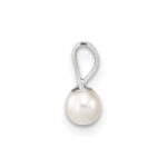 14k White Gold 3-4mm White Round Freshwater Cultured Pearl Pendant - Image 2