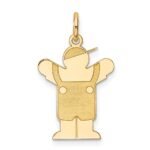14k The Kids Small Boy with Overalls Engravable Love Charm