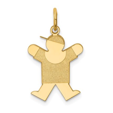 14k The Kids Small Boy with Hat Engravable Joy Charm