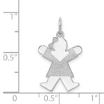 14k White Gold The Kids Small Girl with Bow Engravable Joy Charm - Image 3