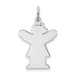 14k White Gold The Kids Small Girl with Bow Engravable Love Charm - Image 4