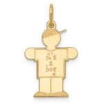 14k The Kids Small It's a Boy Engravable Hugs Charm