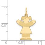 14k The Kids Small Girl with Ponytails Engravable Love Charm - Image 3