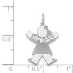 14k White Gold The Kids Small Floral Dress Girl Engravable Joy Charm - Image 3