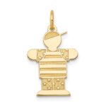 14k The Kids Small Stars and Stripes Boy Engravable Hugs Charm