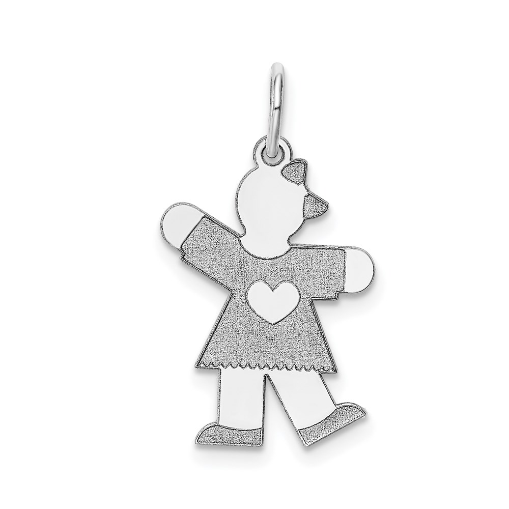 XK1138W.jpg 14k White Gold The Kids Small Heart Dress Girl Engravable Kiss Charm - Image 1