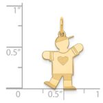 14k The Kids Small Heart Shirt Boy Engravable Kiss Charm - Image 3