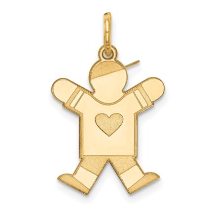 14k The Kids Small Heart Shirt Boy Engravable Joy Charm