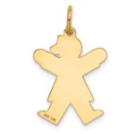 14k The Kids Small Heart Dress Girl Engravable Joy Charm - Image 4