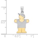 14k Two-tone The Kids Small Boy with Hat on Right Engravable Hugs Charm - Image 2