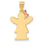 14k Two-tone The Kids Small Girl with Bow on Left Engravable Love Charm - Image 4