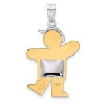 14k Two-tone The Kids Medium Puffed Boy with Hat on Left Engravable Kiss Charm - Image 3