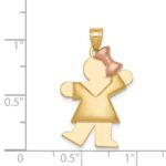 14k Two-tone The Kids Medium Puffed Girl with Bow on Right Engravable Kiss Charm - Image 3