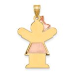 14k Two-tone The Kids Medium Girl with Bow on Left Engravable Love Charm - Image 4