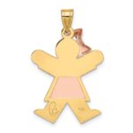 14k Two-tone The Kids Medium Girl with Bow on Left Engravable Joy Charm - Image 4