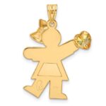 14k The Kids Girl with Yellow CZ November Birthstone Engravable Kiss Charm - Image 4