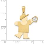 14k The Kids Boy with Clear CZ April Birthstone Engravable Kiss Charm - Image 2