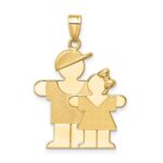 14k The Kids Big Boy and Little Girl Engravable Hugs Charm