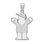 14k White Gold The Kids Medium Boy with Hat on Right Engravable Love Charm