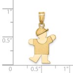 14k The Kids Solid Engravable Small Boy with Hat on Left Kiss Charm - Image 3