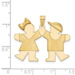 14k The Kids Solid Engravable Medium Girl on Left and Boy on Right Kiss Charm - Image 3