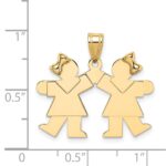14k The Kids Solid Engravable Small Double Girls Kiss Charm - Image 3