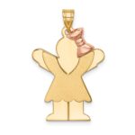 14k Two-tone The Kids Medium Girl with Ruffles and Bow on Right Engravable Love Charm